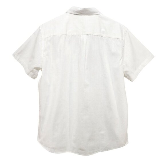 Mens White Short Sleeve Button-Up Shirt Size M Design In Italy Cotton Blend - Picture 2 of 7